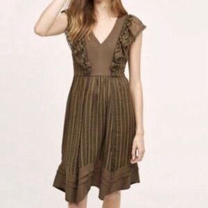 Anthropologie Holding Horses Stripes Sleeveless Ruffled Boho Dress Size Medium